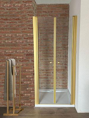 Dvojkrídlové sprchové dvere v zlatom ráme Sanovo GOLD 80 - 76-81x190 cm (T2G_80C)