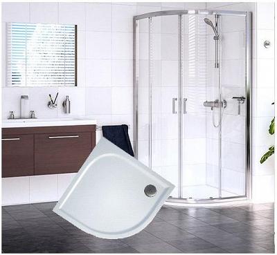 Sanovo Delivery ROUTE - štvrťkruhový sprchovací kút s vaničkou z liateho mramoru - číre sklo