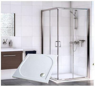 Sanovo DELIVERY SQUARE CLEAR - sprchový set 90x90x190cm s vaničkou z liateho mramoru
