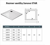 Sanovo STAR 80 - štvorcová sprchová vanička z liateho mramoru 80x80x3 cm