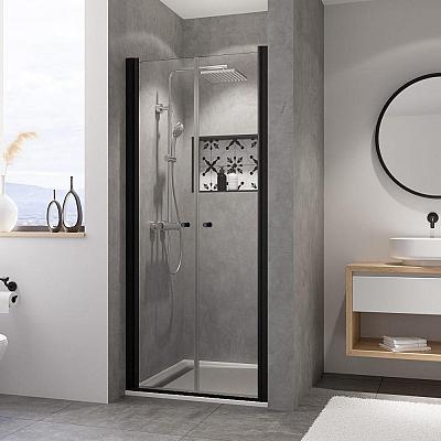 Sanovo T2 80 BLACK - dvojkrídlové sprchové dvere v čiernom ráme 76-81 cm (T2B_80C)