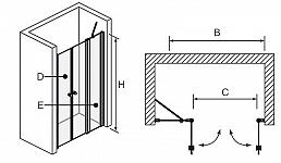 Sanovo T2 PLUS20 95 - dvojkrídlové sprchové dvere s PBD-20 92-97 cm (T2P_95C)